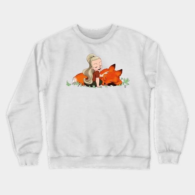 Girl and Fox Crewneck Sweatshirt by Joshessel